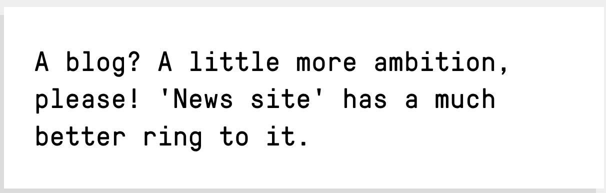 blog post, a little more ambition please.